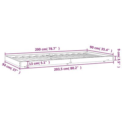 vidaXL Rama łóżka bez materaca, 90x200 cm, lite drewno sosnowe