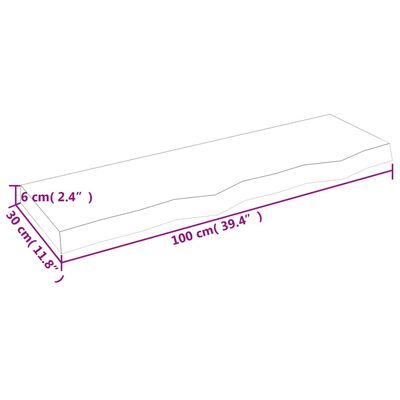 vidaXL Półka, 100x30x(2-6) cm, surowe lite drewno dębowe