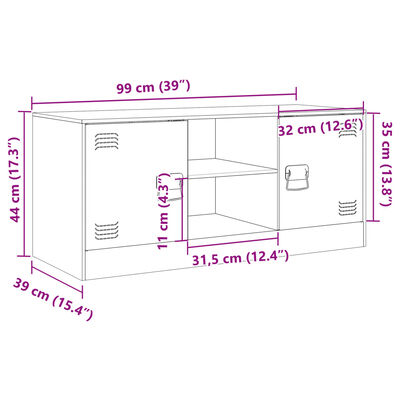 vidaXL Szafka pod telewizor, antracytowa, 99x39x44 cm, stalowa