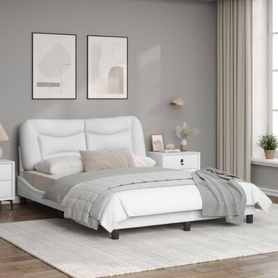 vidaXL Rama łóżka z zagłówkiem, biała, 140x190cm, obita sztuczną skórą