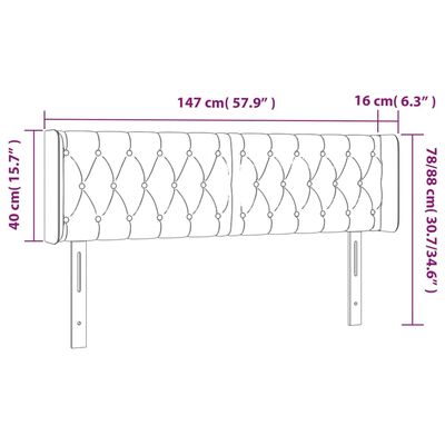 vidaXL Zagłówek do łóżka z LED, ciemnobrązowy, 147x16x78/88cm, tkanina