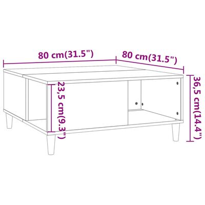 vidaXL Stolik kawowy, biały 80x80x36,5 cm, materiał drewnopochodny