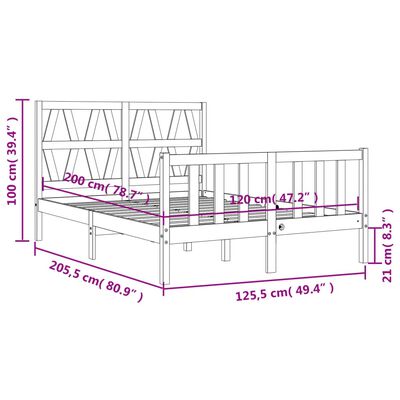 vidaXL Rama łóżka bez materaca, 120x200 cm, lite drewno sosnowe