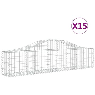 vidaXL Kosze gabionowe, 15 szt, 200x30x40/60 cm, galwanizowane żelazo