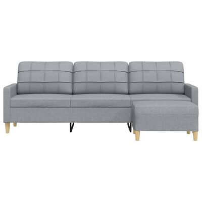 vidaXL 3-osobowa sofa z podnóżkiem, jasnoszary, 210 cm, tkaniną