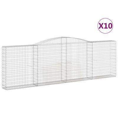 vidaXL Kosze gabionowe, 10 szt, 400x30x120/140cm, galwanizowane żelazo