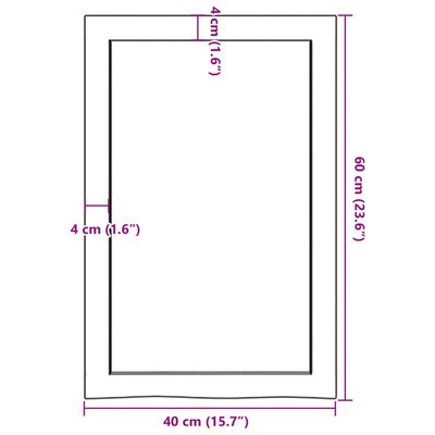 vidaXL Blat do łazienki, ciemnobrązowy, 40x60x(2-4) cm, lite drewno