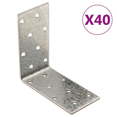 vidaXL Kątowniki, 40 szt., 2 mm, 80x40x80 mm, stal ocynkowana