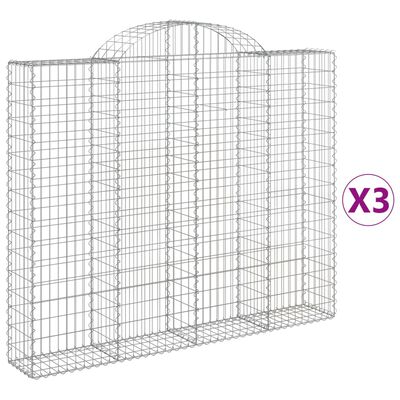 vidaXL Kosze gabionowe, 3 szt, 200x30x160/180 cm, galwanizowane żelazo