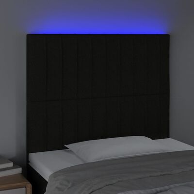 vidaXL Zagłówek do łóżka z LED, czarny, 100x5x118/128 cm, tkanina