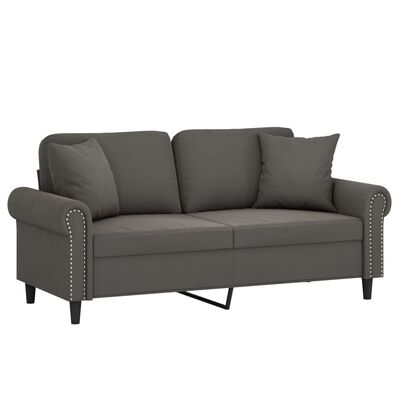 vidaXL 2-osobowa sofa z poduszkami, ciemnoszara, 140 cm, aksamit