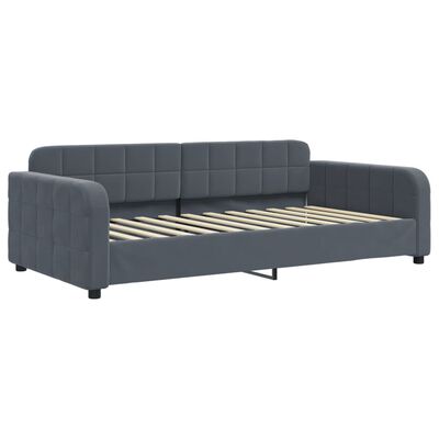 vidaXL Sofa rozsuwana z szufladami, ciemnoszara, 90x200 cm, aksamit