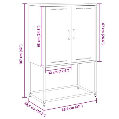 vidaXL Szafka pod telewizor, oliwkowa, 100,5x39x60,5 cm, stalowa