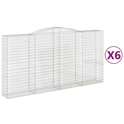 vidaXL Kosze gabionowe, 6 szt, 400x50x200/220 cm, galwanizowane żelazo