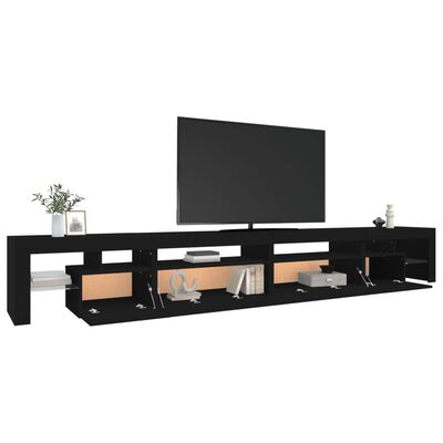 vidaXL Szafka pod TV z oświetleniem LED, czarna, 290x36,5x40 cm
