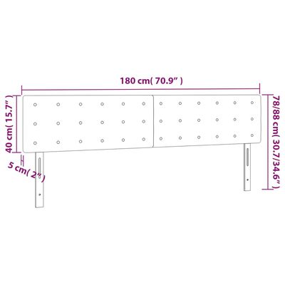 vidaXL Zagłówek do łóżka z LED, ciemnozielony, 180x5x78/88 cm, aksamit