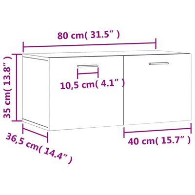 vidaXL Szafka wisząca, biała, 80x36,5x35 cm, materiał drewnopochodny