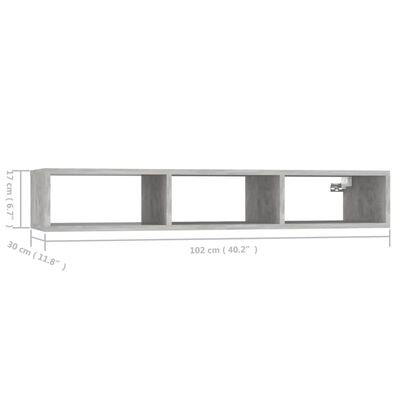 vidaXL Półka ścienna, szarość betonu, 102x30x17 cm