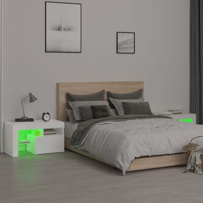 vidaXL Szafki z oświetleniem LED, 2 szt., białe, połysk, 70x36,5x40 cm
