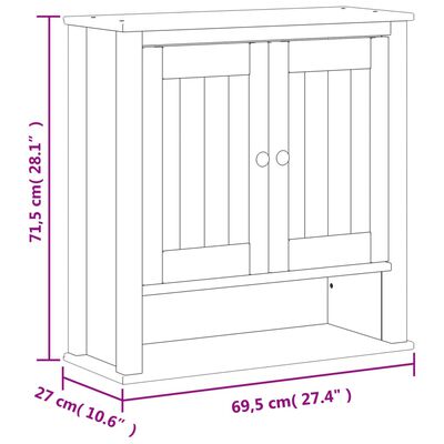 vidaXL Wisząca szafka łazienkowa BERG, biała, 69,5x27x71,5 cm, drewno