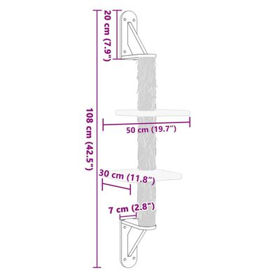 vidaXL Ścienne drzewko dla kota z drapakiem, ciemnoszare, 108 cm