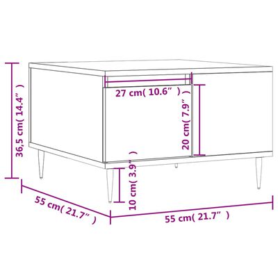 vidaXL Stolik kawowy, czarny, 55x55x36,5 cm, materiał drewnopochodny