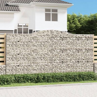 vidaXL Kosze gabionowe, 7 szt, 400x30x200/220 cm, galwanizowane żelazo