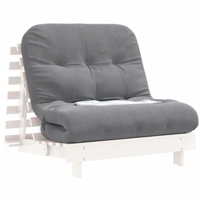 vidaXL Sofa rozkładana typu futon, z materacem, biała, 80x206x11 cm