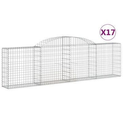 vidaXL Kosze gabionowe, 17 szt, 300x30x80/100 cm, galwanizowane żelazo