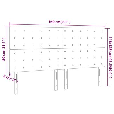 vidaXL Zagłówek do łóżka z LED, czarny, 160x5x118/128 cm, aksamit