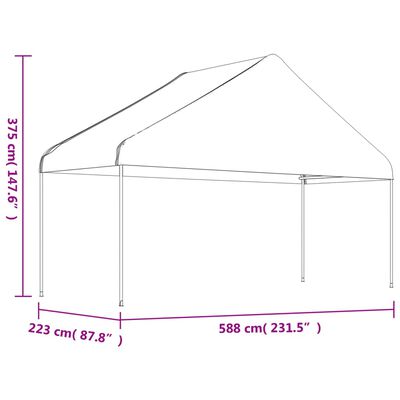 vidaXL Namiot ogrodowy z dachem, biały, 6,69x5,88x3,75 m, polietylen