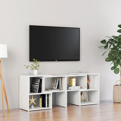 vidaXL Szafka TV, biała, wysoki połysk, 104x30x52 cm