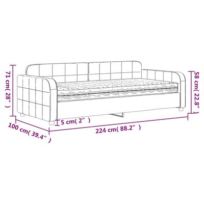 vidaXL Sofa z materacem do spania, ciemnoszara, 90x200 cm, aksamit