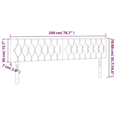 vidaXL Zagłówek do łóżka z LED, ciemnobrązowy, 200x7x78/88 cm, tkanina