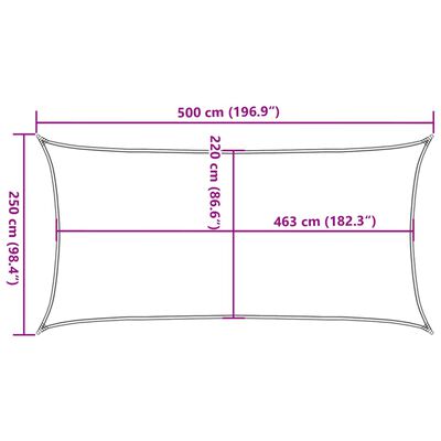 vidaXL Żagiel przeciwsłoneczny, piaskowy, 5x2,5 m, 100% poliester