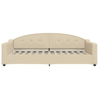 vidaXL Sofa rozsuwana z szufladami, kremowa, 100x200 cm, tkanina