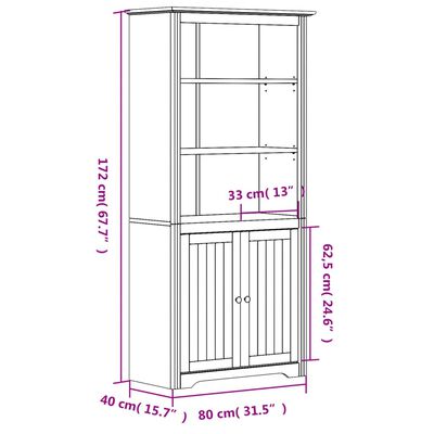 vidaXL Biblioteczka BODO, szara, 82x40x173 cm, lite drewno sosnowe