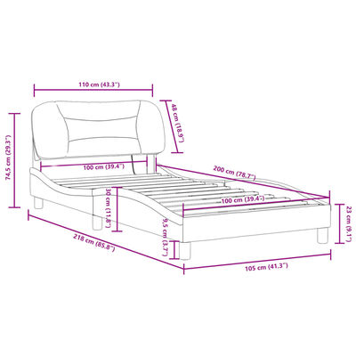 vidaXL Rama łóżka z LED, czarno-biała, 100x200 cm, sztuczna skóra