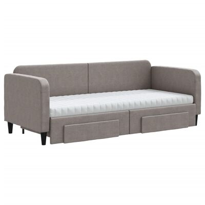 vidaXL Sofa rozsuwana z szufladami, taupe, 80x200 cm, tkanina