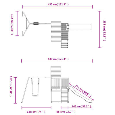 vidaXL Plac zabaw do ogrodu, impregnowane drewno sosnowe