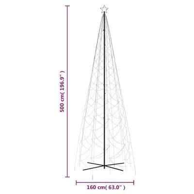 vidaXL Choinka stożkowa, 1400 zimnych białych LED, 160x500 cm