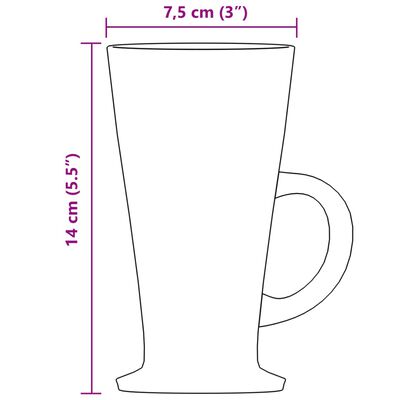 vidaXL Szklanki do kawy latte, z uchwytem, 6 szt., 250 ml