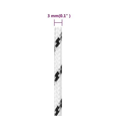 vidaXL Pleciona linka żeglarska, biała, 3 mm x 250 m, poliester