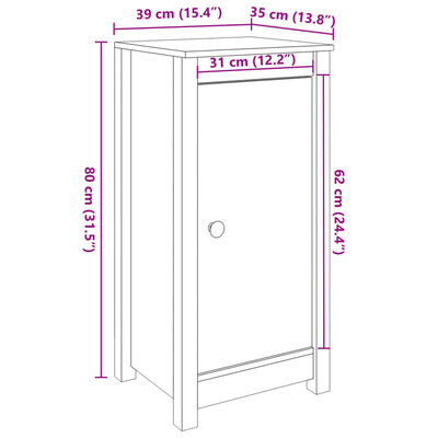 vidaXL Szafka, czarna, 39x35x80 cm, lite drewno sosnowe