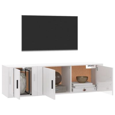 vidaXL Zestaw 2 szafek TV, biały, połysk, materiał drewnopochodny