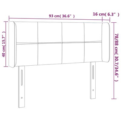 vidaXL Zagłówek do łóżka z LED, ciemnobrązowy, 93x16x78/88 cm, tkanina