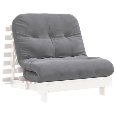 vidaXL Sofa rozkładana typu futon, z materacem, biała, 80x206x11 cm