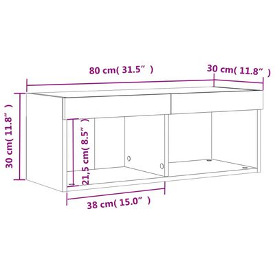 vidaXL Szafka TV z oświetleniem LED, szarość betonu, 80x30x30 cm