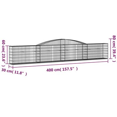 vidaXL Kosze gabionowe, 20 szt, 400x30x60/80 cm, galwanizowane żelazo