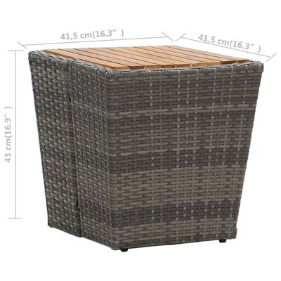 vidaXL Stolik herbaciany, szary, 41,5x41,5x43 cm, rattan PE i akacja